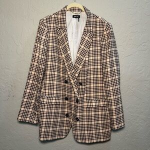 DKNY Black and Pink Plaid Blazer 16